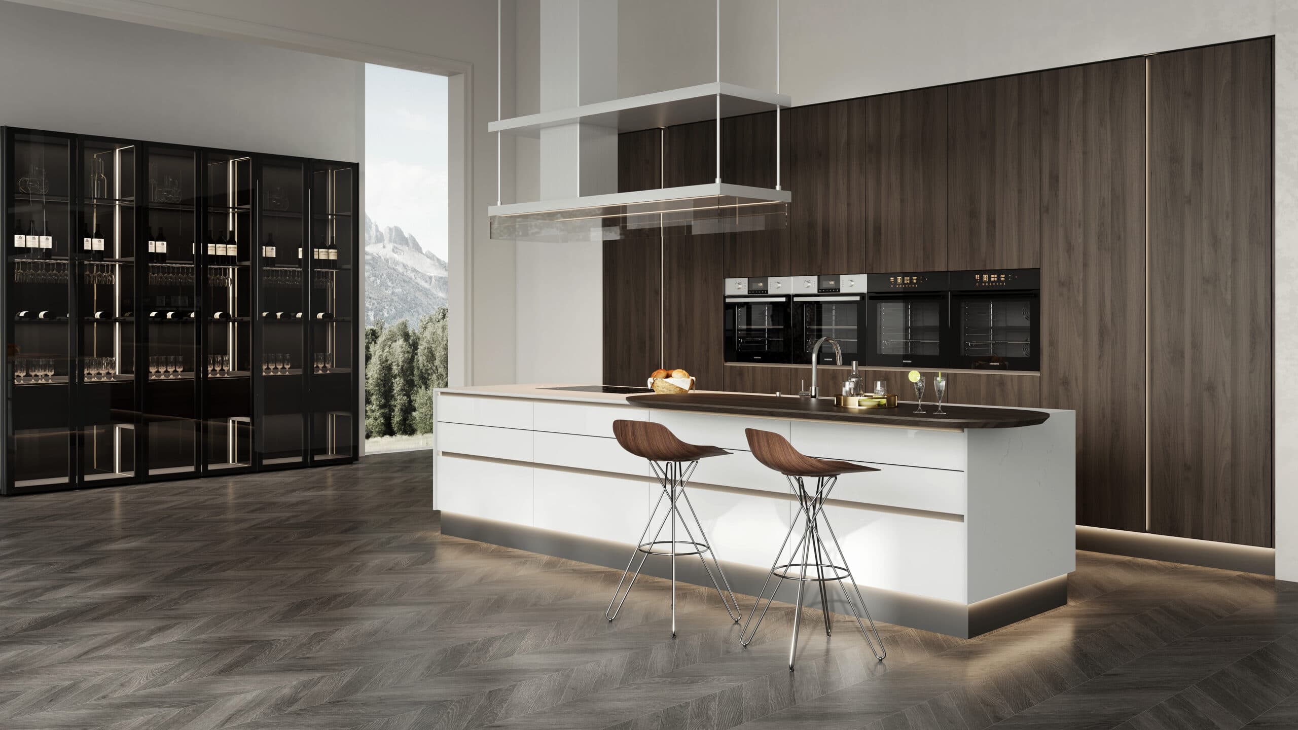 Louvre series kitchen in shadow walnut finish